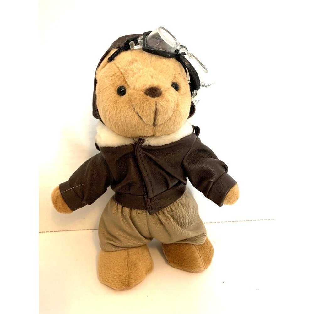 Aviator Pilot Teddy Bear Plush Animal Bomber Jacket Pants Goggles Helmet   9”